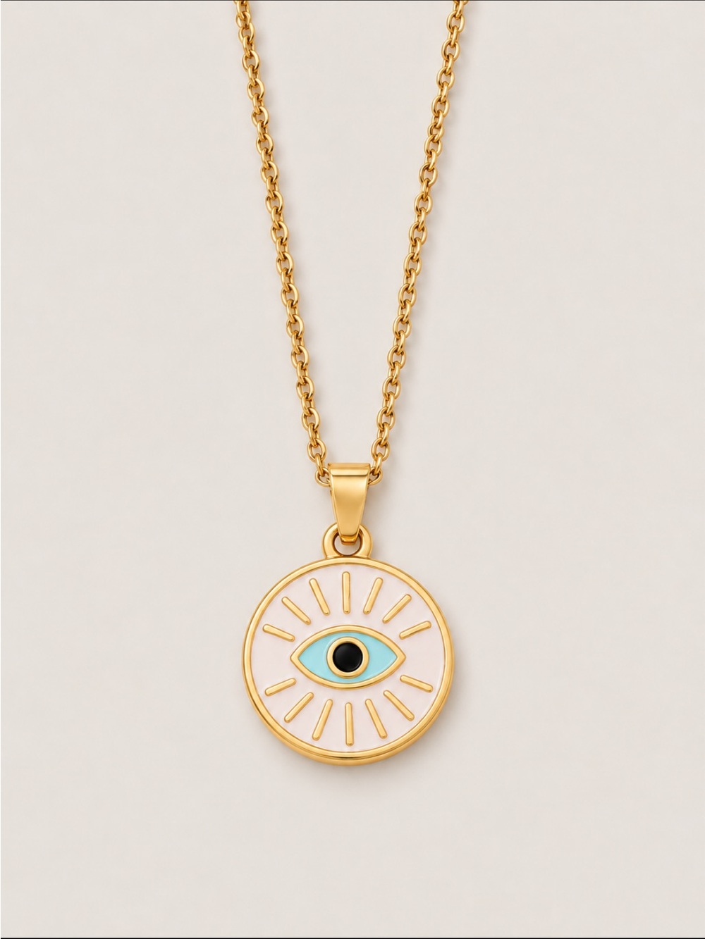 New! Preppy 18K Gold Plated Evil Eye Necklace NWOT 5058